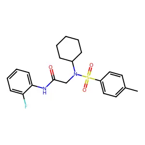 2-[cyclohexyl-(4-methylphenyl)sulfonylamino]-N-(2-fluorophenyl)acetamide structure