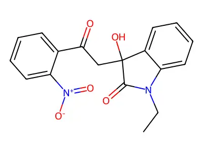 1-Ethyl-3-hydroxy-3-[2-(2-nitrophenyl)-2-oxoethyl]indol-2-one structure