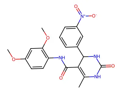 N-(2,4-dimethoxyphenyl)-6-methyl-4-(3-nitrophenyl)-2-oxo-1,2,3,4-tetrahydropyrimidine-5-carboxamide structure