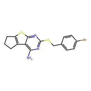 2-[(4-bromobenzyl)sulfanyl]-6,7-dihydro-5H-cyclopenta[4,5]thieno[2,3-d]pyrimidin-4-ylamine structure