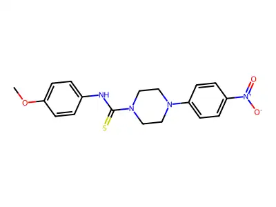 N-(4-methoxyphenyl)-4-(4-nitrophenyl)piperazine-1-carbothioamide structure