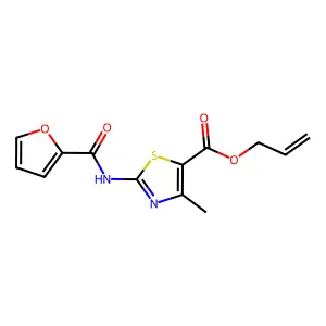 Prop-2-enyl 2-(2-furylcarbonylamino)-4-methyl-1,3-thiazole-5-carboxylate structure
