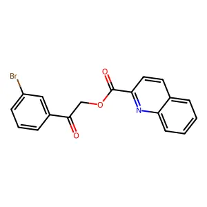 2-(3-Bromophenyl)-2-oxoethyl quinoline-2-carboxylate structure