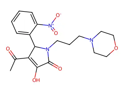 3-acetyl-4-hydroxy-1-(3-morpholin-4-ylpropyl)-2-(2-nitrophenyl)-2H-pyrrol-5-one structure