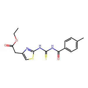 Ethyl 2-(2-(3-(4-methylbenzoyl)thioureido)thiazol-4-yl)acetate structure