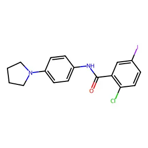2-chloro-5-iodo-N-(4-pyrrolidin-1-ylphenyl)benzamide structure