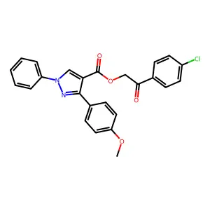2-(4-chlorophenyl)-2-oxoethyl 3-(4-methoxyphenyl)-1-phenyl-1H-pyrazole-4-carboxylate structure