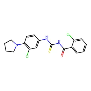 2-chloro-N-[(3-chloro-4-pyrrolidin-1-ylphenyl)carbamothioyl]benzamide structure