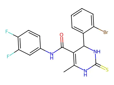 4-(2-bromophenyl)-N-(3,4-difluorophenyl)-6-methyl-2-thioxo-1,2,3,4-tetrahydropyrimidine-5-carboxamide structure