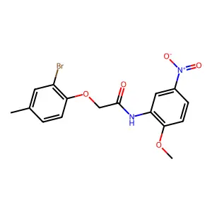 2-(2-bromo-4-methylphenoxy)-N-(2-methoxy-5-nitrophenyl)acetamide structure