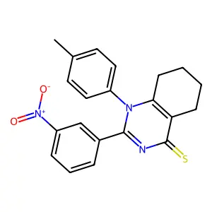 2-(3-nitrophenyl)-1-(p-tolyl)-5,6,7,8-tetrahydroquinazoline-4(1H)-thione structure