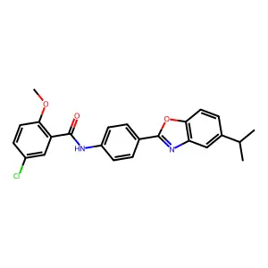 5-chloro-2-methoxy-N-[4-(5-propan-2-yl-1,3-benzoxazol-2-yl)phenyl]benzamide structure