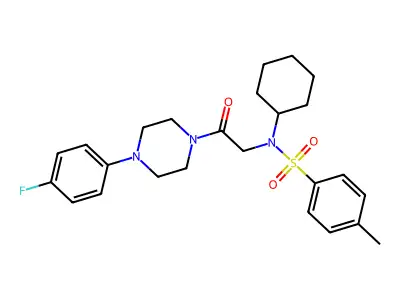 N-cyclohexyl-N-[2-[4-(4-fluorophenyl)piperazin-1-yl]-2-oxoethyl]-4-methylbenzenesulfonamide structure