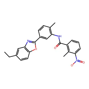 N-[5-(5-ethyl-1,3-benzoxazol-2-yl)-2-methylphenyl]-2-methyl-3-nitrobenzamide structure