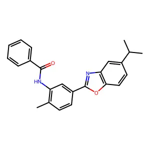 N-{2-methyl-5-[5-(propan-2-yl)-1,3-benzoxazol-2-yl]phenyl}benzamide structure