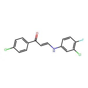 (E)-3-(3-chloro-4-fluoroanilino)-1-(4-chlorophenyl)prop-2-en-1-one structure