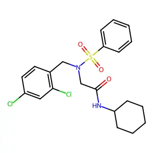 2-[benzenesulfonyl-[(2,4-dichlorophenyl)methyl]amino]-N-cyclohexylacetamide structure