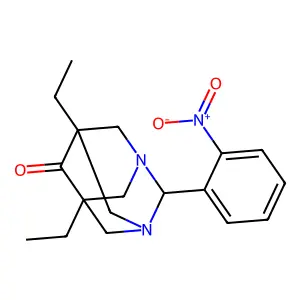 5,7-Diethyl-2-(2-nitrophenyl)-1,3-diazaadamantan-6-one structure