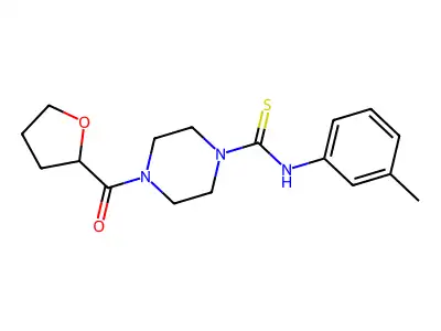 N-(3-methylphenyl)-4-(oxolane-2-carbonyl)piperazine-1-carbothioamide structure