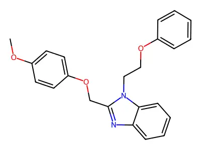 2-((4-methoxyphenoxy)methyl)-1-(2-phenoxyethyl)-1H-benzo[d]imidazole structure