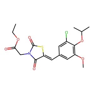 ethyl {(5E)-5-[3-chloro-5-methoxy-4-(propan-2-yloxy)benzylidene]-2,4-dioxo-1,3-thiazolidin-3-yl}acetate structure