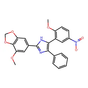 2-(7-methoxy-1,3-benzodioxol-5-yl)-5-(2-methoxy-5-nitrophenyl)-4-phenyl-1H-imidazole structure
