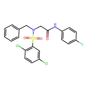 2-[benzyl-(2,5-dichlorophenyl)sulfonylamino]-N-(4-fluorophenyl)acetamide structure