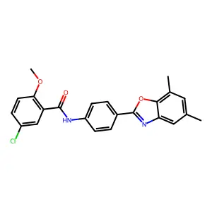 5-chloro-N-[4-(5,7-dimethyl-1,3-benzoxazol-2-yl)phenyl]-2-methoxybenzamide structure