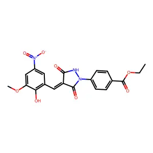 ethyl 4-[(4Z)-4-(2-hydroxy-3-methoxy-5-nitrobenzylidene)-3,5-dioxopyrazolidin-1-yl]benzoate structure