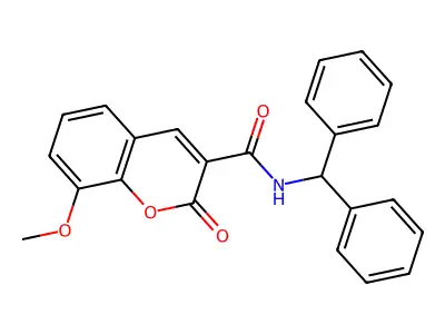 N-benzhydryl-8-methoxy-2-oxochromene-3-carboxamide structure