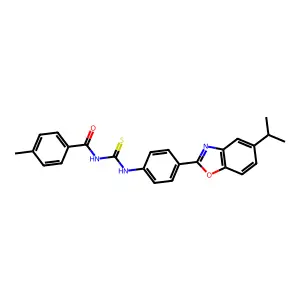 4-methyl-N-[[4-(5-propan-2-yl-1,3-benzoxazol-2-yl)phenyl]carbamothioyl]benzamide structure