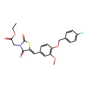 ethyl [(5E)-5-{4-[(4-fluorobenzyl)oxy]-3-methoxybenzylidene}-2,4-dioxo-1,3-thiazolidin-3-yl]acetate structure