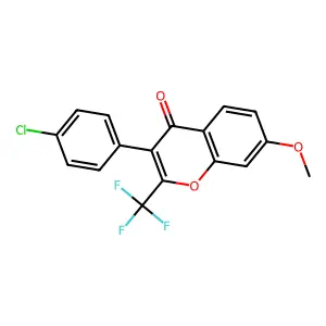 3-(4-chlorophenyl)-7-methoxy-2-(trifluoromethyl)-4H-chromen-4-one structure