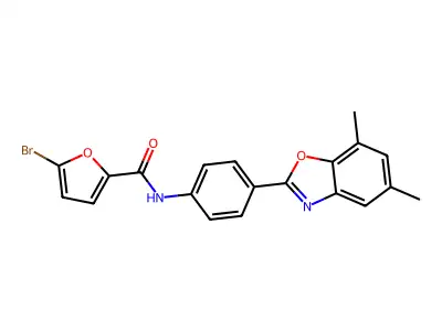 5-bromo-N-[4-(5,7-dimethyl-1,3-benzoxazol-2-yl)phenyl]furan-2-carboxamide structure