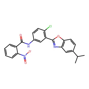 N-{4-chloro-3-[5-(propan-2-yl)-1,3-benzoxazol-2-yl]phenyl}-2-nitrobenzamide structure