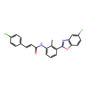 (2E)-N-[3-(5-chloro-1,3-benzoxazol-2-yl)-2-methylphenyl]-3-(4-chlorophenyl)prop-2-enamide structure