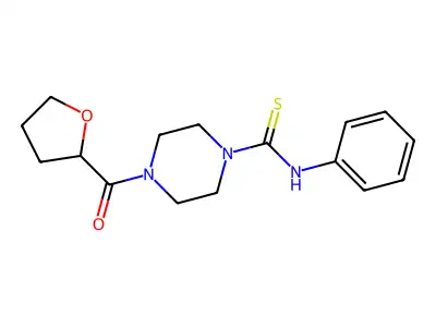4-(oxolane-2-carbonyl)-N-phenylpiperazine-1-carbothioamide structure