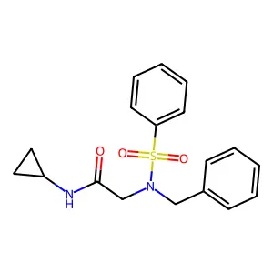 2-[benzenesulfonyl(benzyl)amino]-N-cyclopropylacetamide structure