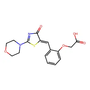 (2-{(E)-[2-(morpholin-4-yl)-4-oxo-1,3-thiazol-5(4H)-ylidene]methyl}phenoxy)acetic acid structure