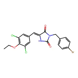 (5E)-3-(4-bromobenzyl)-5-(3,5-dichloro-4-ethoxybenzylidene)imidazolidine-2,4-dione structure