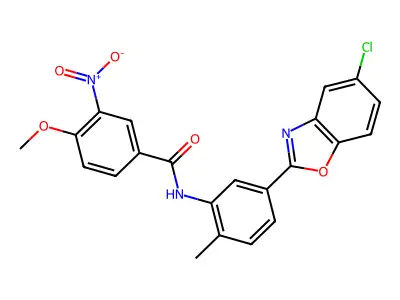 N-[5-(5-chloro-1,3-benzoxazol-2-yl)-2-methylphenyl]-4-methoxy-3-nitrobenzamide structure