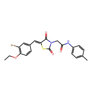 2-[(5Z)-5-(3-bromo-4-ethoxybenzylidene)-2,4-dioxo-1,3-thiazolidin-3-yl]-N-(4-methylphenyl)acetamide structure
