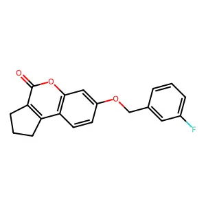 7-[(3-fluorobenzyl)oxy]-2,3-dihydrocyclopenta[c]chromen-4(1H)-one structure