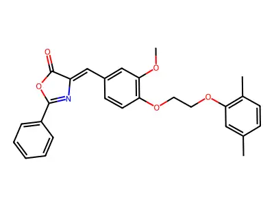 (4Z)-4-[[4-[2-(2,5-dimethylphenoxy)ethoxy]-3-methoxyphenyl]methylidene]-2-phenyl-1,3-oxazol-5-one structure
