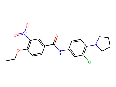 N-(3-chloro-4-pyrrolidin-1-ylphenyl)-4-ethoxy-3-nitrobenzamide structure