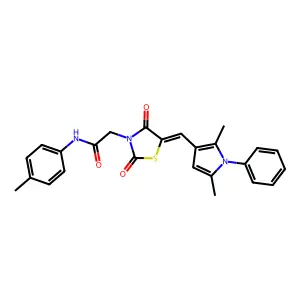 2-[(5E)-5-[(2,5-dimethyl-1-phenylpyrrol-3-yl)methylidene]-2,4-dioxo-1,3-thiazolidin-3-yl]-N-(4-methylphenyl)acetamide structure