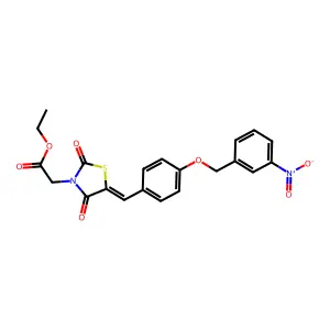 ethyl [(5E)-5-{4-[(3-nitrobenzyl)oxy]benzylidene}-2,4-dioxo-1,3-thiazolidin-3-yl]acetate structure