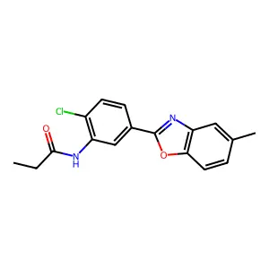 N-[2-chloro-5-(5-methyl-1,3-benzoxazol-2-yl)phenyl]propanamide structure