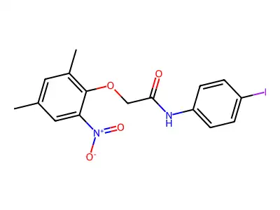 2-(2,4-dimethyl-6-nitrophenoxy)-N-(4-iodophenyl)acetamide structure
