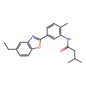 N-[5-(5-ethyl-1,3-benzoxazol-2-yl)-2-methylphenyl]-3-methylbutanamide structure